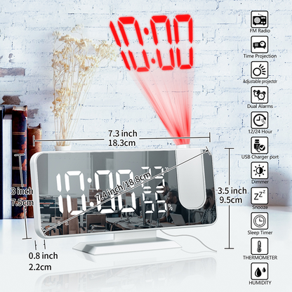 FM Radio LED Digital Smart Time Projector Alarm Clock