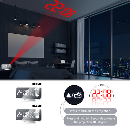 FM Radio LED Digital Smart Time Projector Alarm Clock